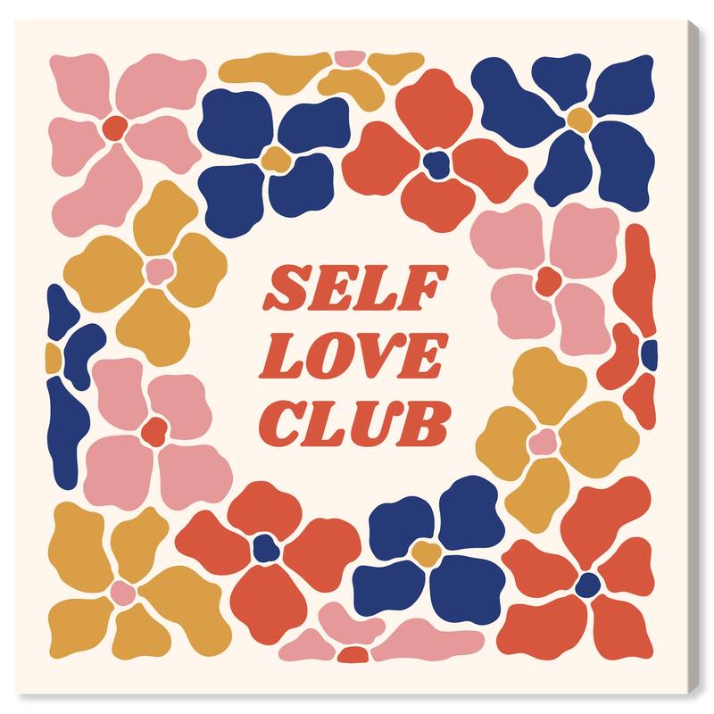 Wynwood Studio Canvas Education and Office Self Love Club Floral Orange and Dark Orange Modern Wall Art Canvas Print
