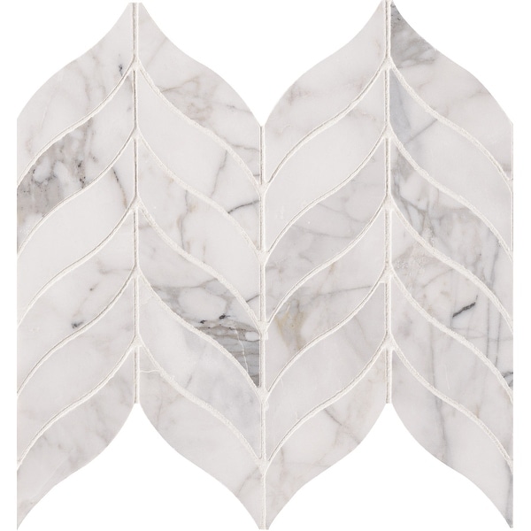 MSI SMOT-CAL-LEAFH Calacatta Cressa - 12" x 10" Chevron Mosaic Sheet - Honed Marble Visual - Sold by Carton (8.3 SF/Carton)