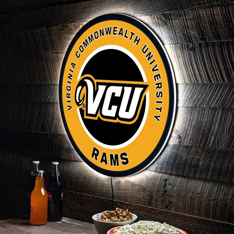 Virginia Commonwealth University Basketball Round 15 in. LED Lighted Sign - Clear