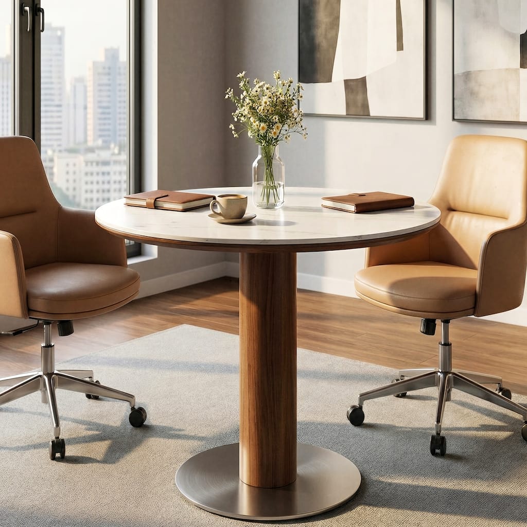 31.5" Round Conference Table for 2-4 People, Small Office Meeting Table - 31.5" Dia. x 29.53" H