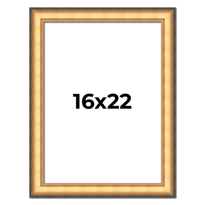 16x22 Frame Gold Plein Aire Solid Wood Picture Frame Width 2 Inches |