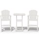 preview thumbnail 10 of 43, 3-Piece HDPE Outdoor Patio Bar Table and Chiar Set, 2 Bar Stools & A Bar Table White