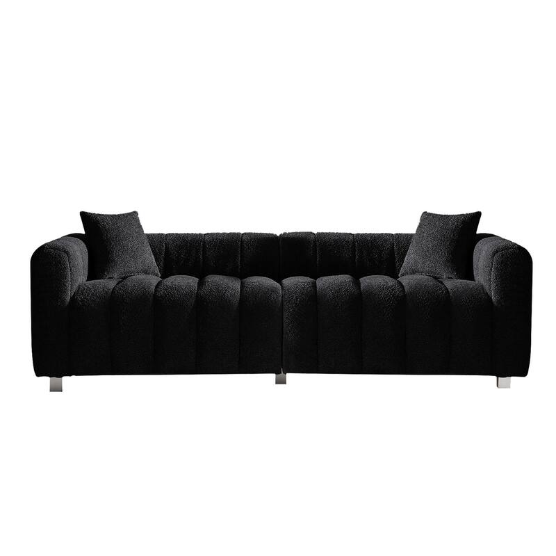 87.4" Luxury 3-Seater Sofa Bubble Couch for Living Room, Velvet Deep Seat Sofa Couch, Loveseat Sofa with Metal Legs