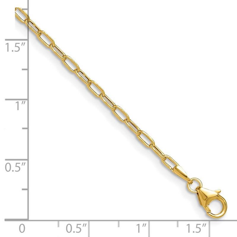 Curata 14k Yellow Gold 2.2mm Semi solid Beveled Paperclip Chain BraceletOptions: 7" 8"