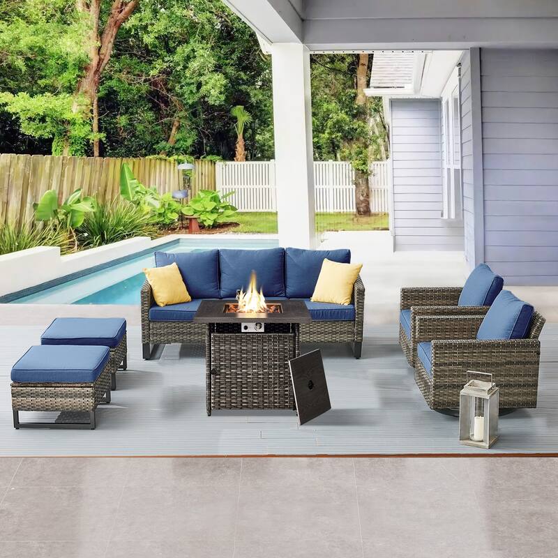 Gymojoy Outdoor Fire Pit Conversation Set, Patio Furniture with Cushions