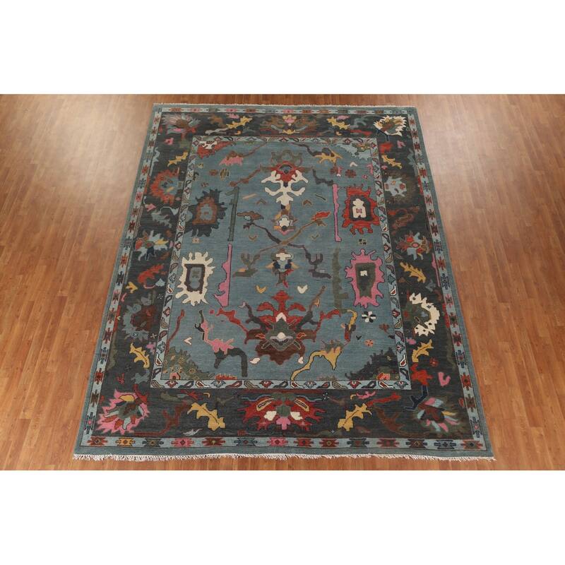 Floral Oushak Indian Area Rug Handmade Wool Carpet - 9'3"x 11'11"