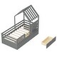 preview thumbnail 9 of 38, Twin Size House Bed Wood Kids Bed Frame with 2 Storage Drawers, Window and Guardrails for Bedroom, Easy Assembly
