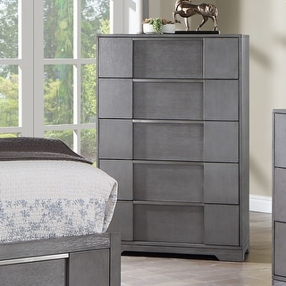 Furniture of America Tona Contemporary Grey Wood 5-Drawer Tall Dresser