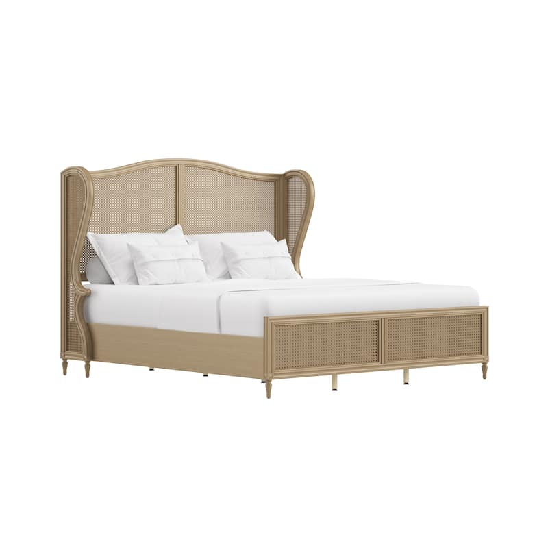 Hillsdale Furniture Sausalito Wingback Wood Cane Panel Bed