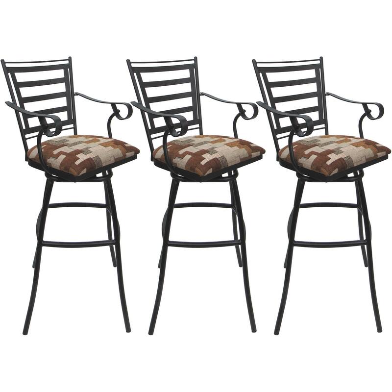 Set of 3 Outdoor Indoor Bar Stool Counter Extra Tall - Jenna with Arms - Craftsman Terracotta - Gray - Bar Height