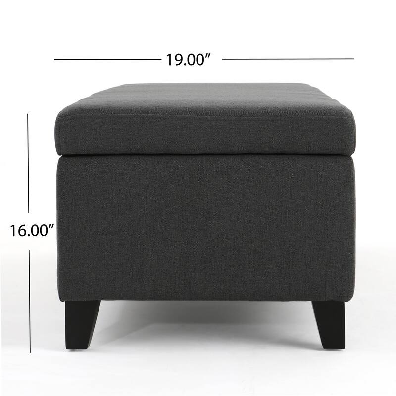 Dark Gray Contemporary Birch Wood Legs Storage Ottoman