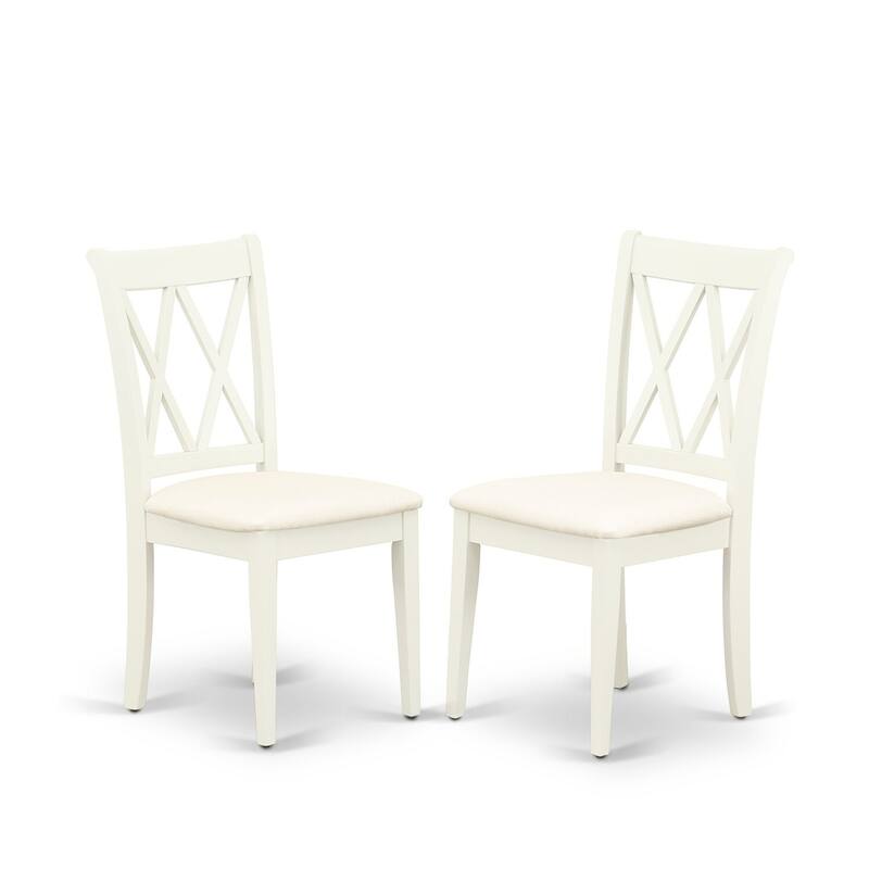 3-Piece Linen White Finish Solid Wood Top - Dining Room Set - Seats 4