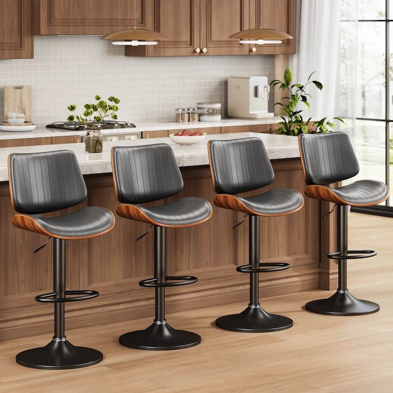 Swivel Adjustable Height Counter Stools, Bar Stools with Backs - 20" W X 18"D X 24-33" H