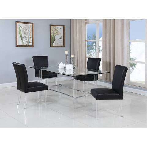 Somette 42"x72" Glass/Acrylic 5-Piece Dining Set
