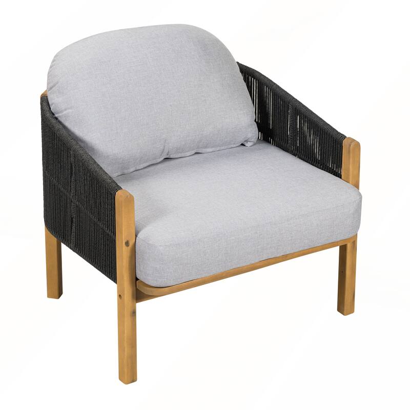 Outdoor Wood Club Chair with Cushion