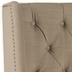 preview thumbnail 2 of 4, SAFAVIEH London Taupe Upholstered Tufted Wingback Headboard (Full)