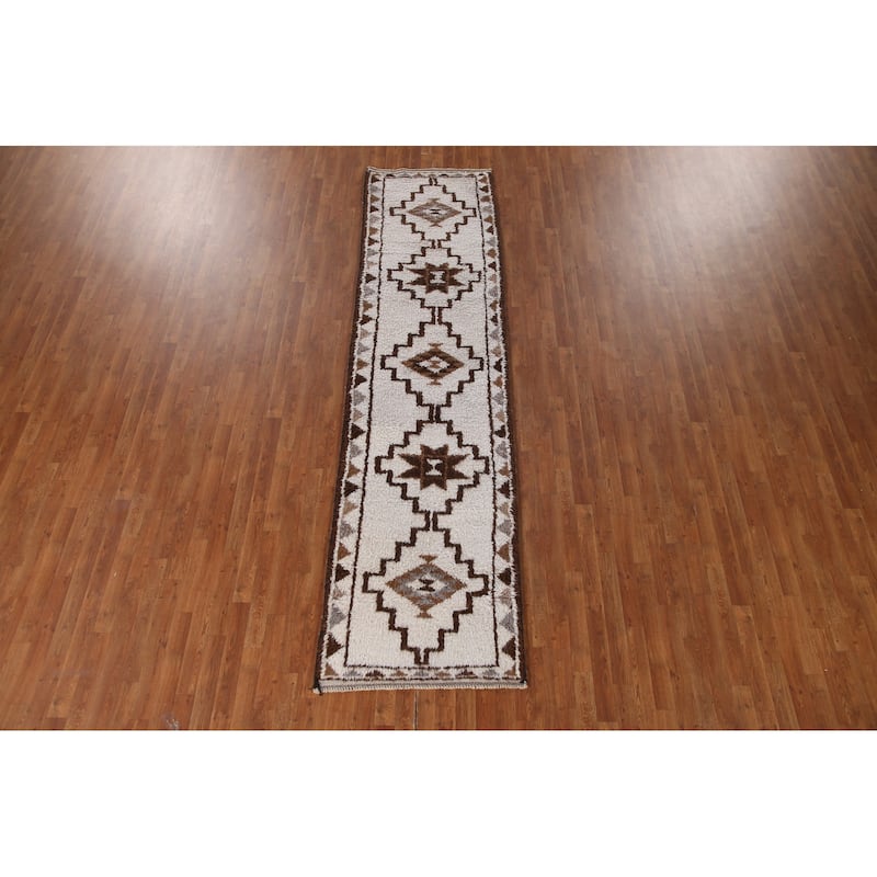 Tribal Anatolian Turkish Runner Rug Hallway Handmade Wool Carpet - 2'11"x 11'3"