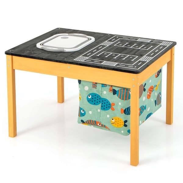 slide 2 of 10, Costway 3-in-1 Kids Activity Table with Foldable Water Bin Large - See Details Natural+Black - See Details