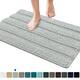 Subrtex Non-slip Bathroom Rug Chenille Soft Striped Plush Bath Mat - 20"x32" - Light Gray