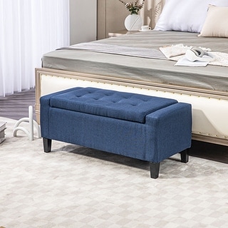 HOMCOM Ottoman Bench Tufted Storage Chest with Flipping Top, 36.25"W x 15.75"D x 15.75"H