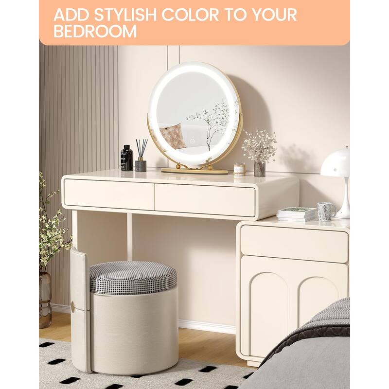 19 Inch Vanity Mirror with Lights, Round Large LED Vanity Mirror with Smart Touch 3 Colors Dimmable, Touch Lighting