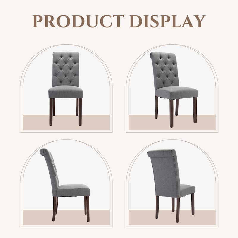 Tufted Parsons Dining Chairs - Velvet-Like Upholstery & Padded Seats for Kitchen & Dining Room