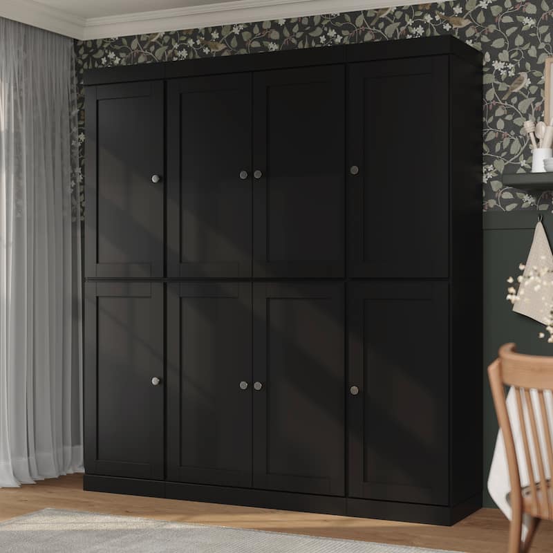 Palace Imports 100% Solid Wood 65" Pantry Cabinet with Shaker Doors and Adjustable Shelves - Black