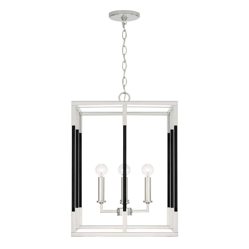 Bleeker 4-light Foyer Pendant - Polished Nickel/ Black