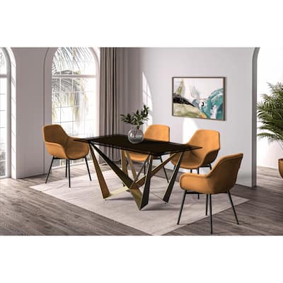 Nuvor Dining Table with Rectangular Top and Gold Steel Base