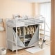 preview thumbnail 1 of 10, Twin Size Metal Loft Bed with Wardrobe and Storage Shelves, White White
