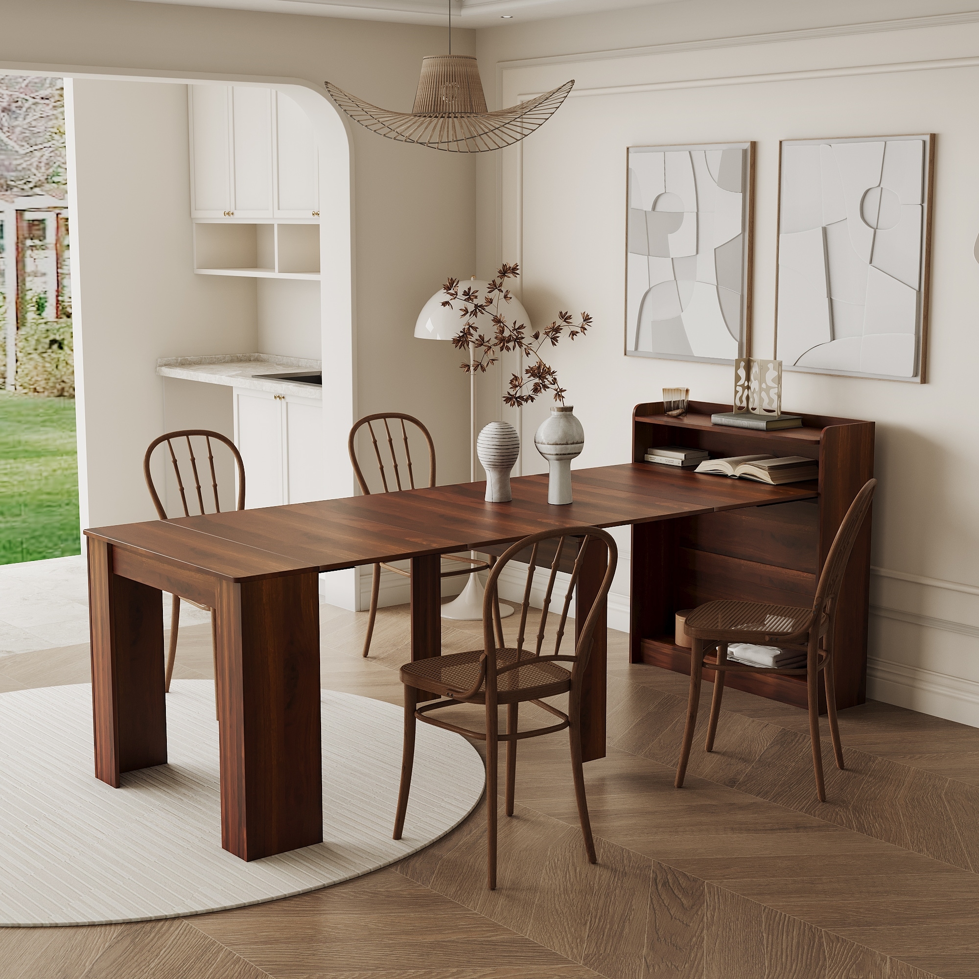 Expandable Dining Table for 8 12 Person Farmhouse Extending Dining Room Table with Storage Kitchen Table Rectangle Sideboard Bed Bath Beyond 40658506
