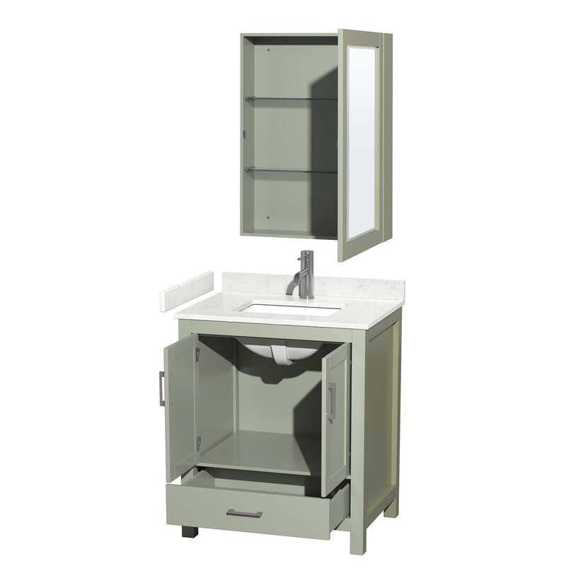Sheffield Single Bathroom Vanity Set, Cultured Top, Medicine Cabinet