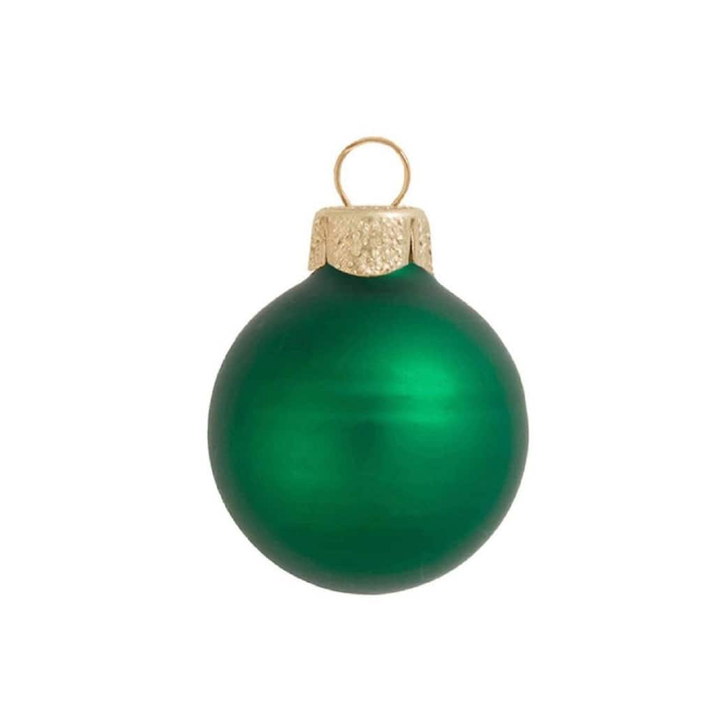 Matte Glass Christmas Ball Ornaments - 3.25" (80mm) - Green - 8ct