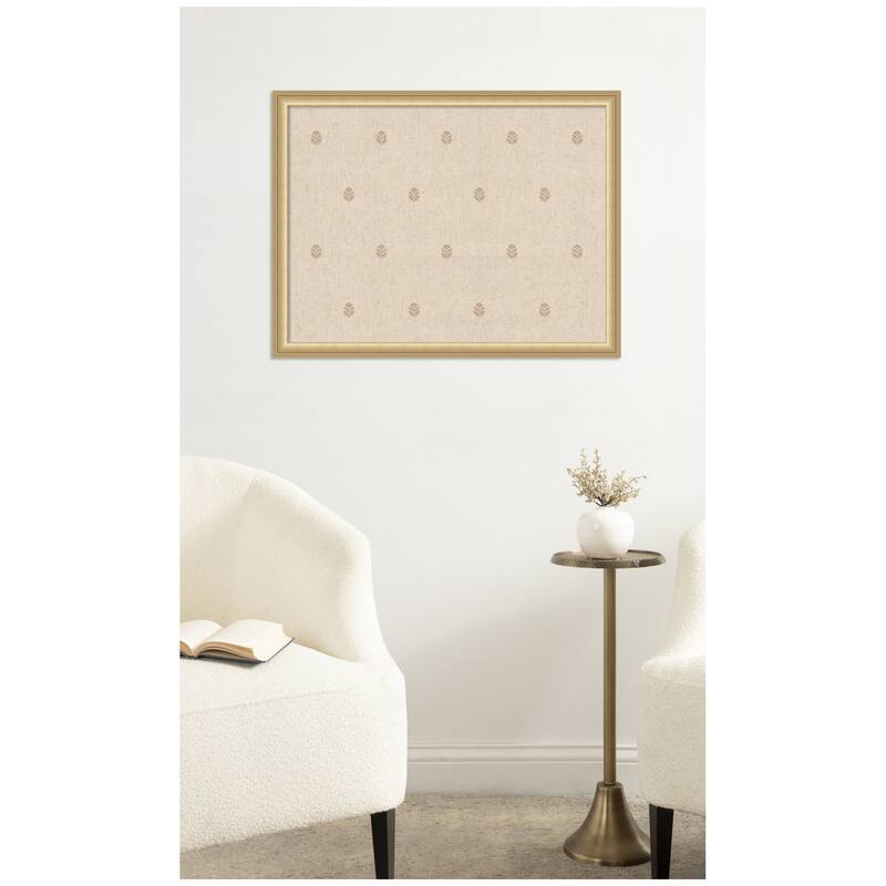 Kate and Laurel Pinboard Beige Botanical Block Print