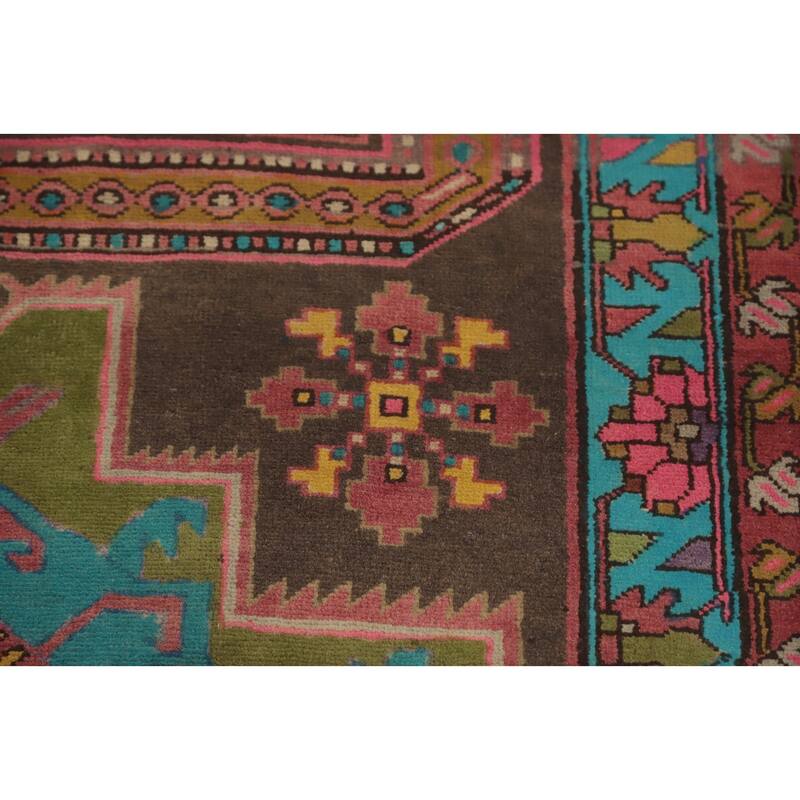 Hand Knotted Oriental 100% Wool Carpet Traditional Tribal Brown Ardebil Runner Rug - 9' 8'' X 3' 6''