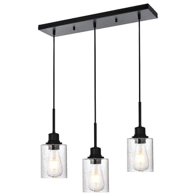 Seeded Glass Island Lights Modern Metal