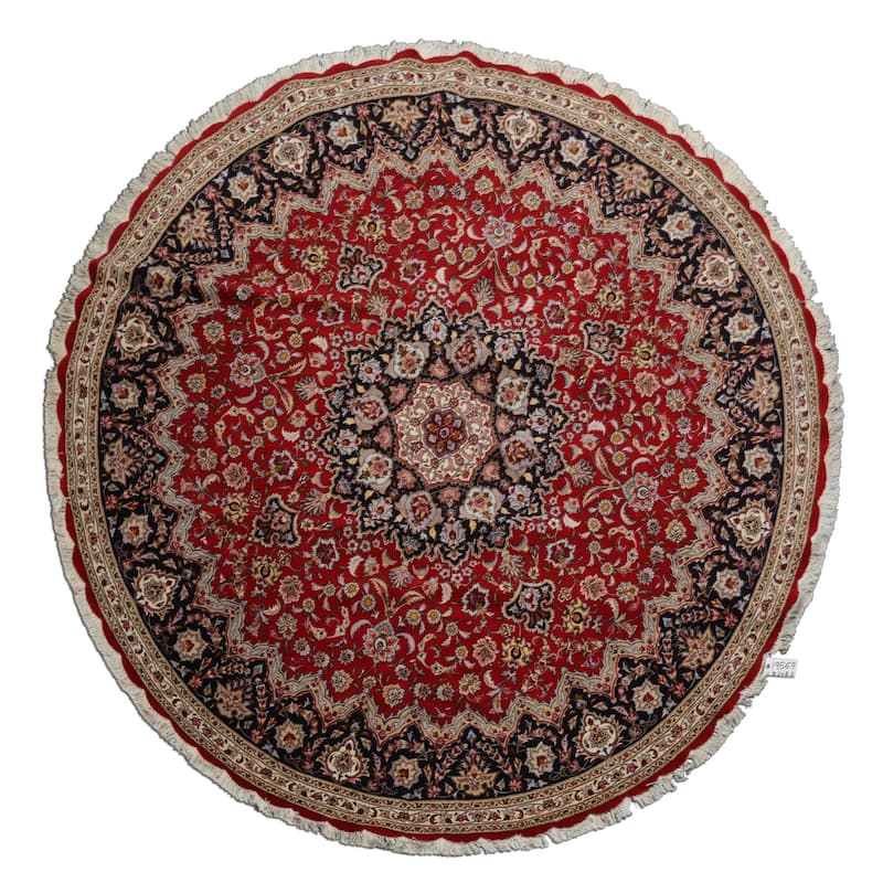 8'2''x8'2'' Round Hand Knotted Traditional Wool Red Oriental Area Rug - 8' 2'' x 8' 2''-Round