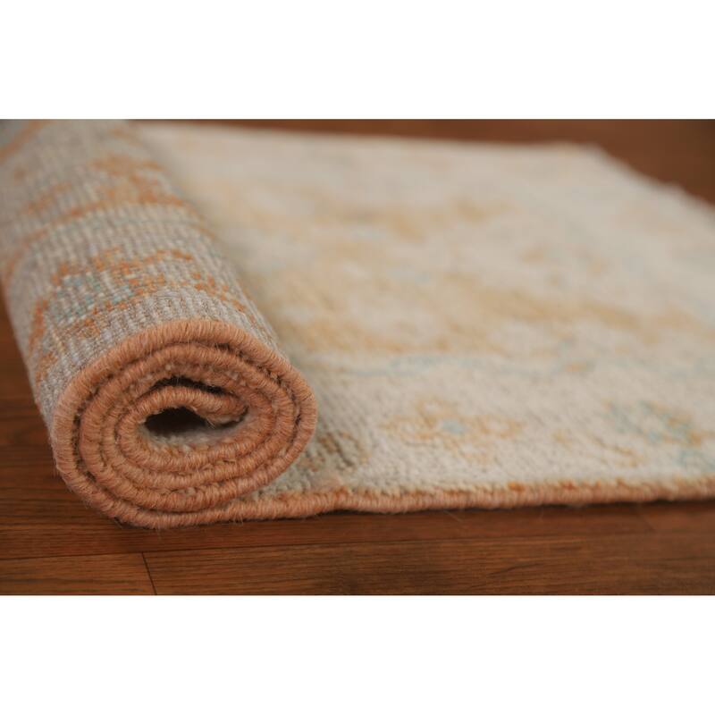 Muted Traditional Oushak Turkish Oriental Rug Wool Hand-knotted Carpet - 1'11" x 3'9"
