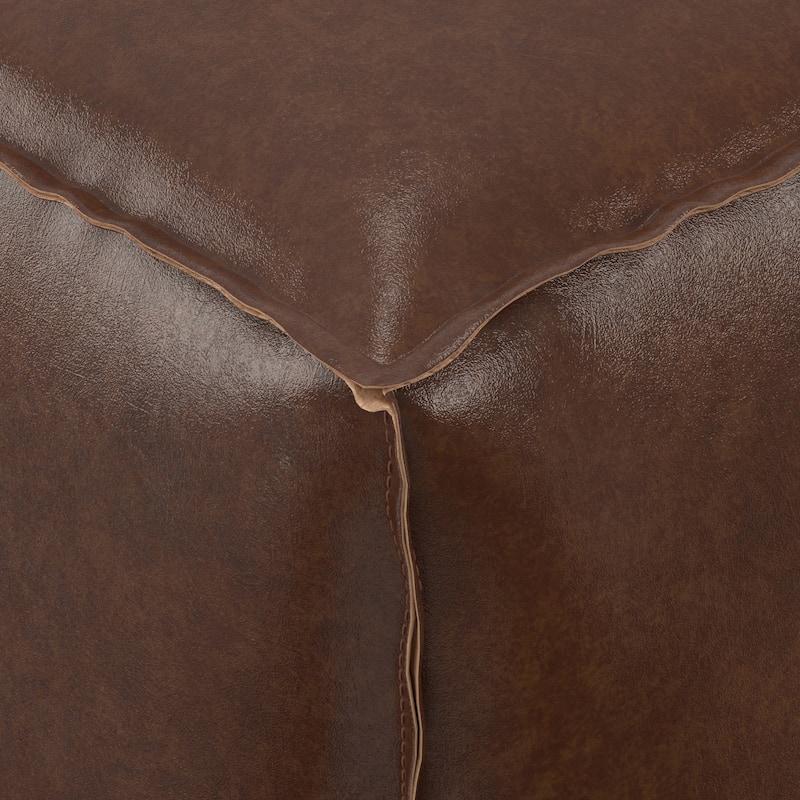 WYNDENHALL Wendal Boho Square Pouf in Faux Leather