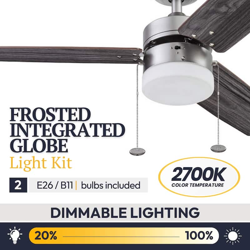 42" Prominence Home Reston Pewter Modern Farmhouse LED Ceiling Fan with Light, Pull Chain - 42