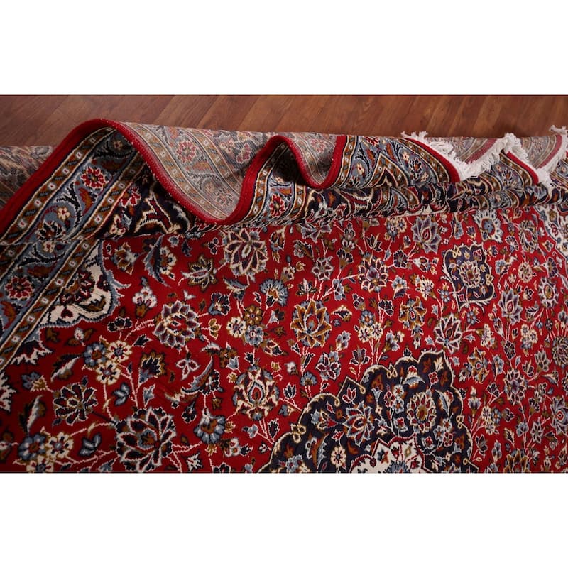 Traditional Red Kashan Turkish Rug Machine Made Living Room Carpet - 9'9" x 13'0"