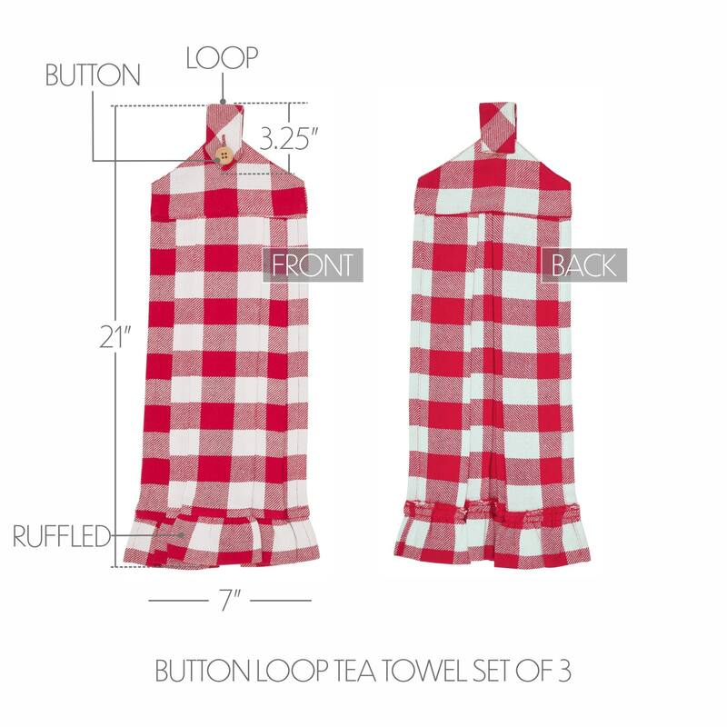 Annie Buffalo Check Black Button Loop Tea Towel Set of 3