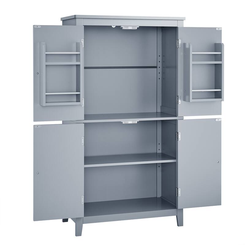 Roomfitters Elegant Bathroom Floor Storage Cabinet with 4 Doors, Adjustable and Adaptable Shelves, Freestanding Unit