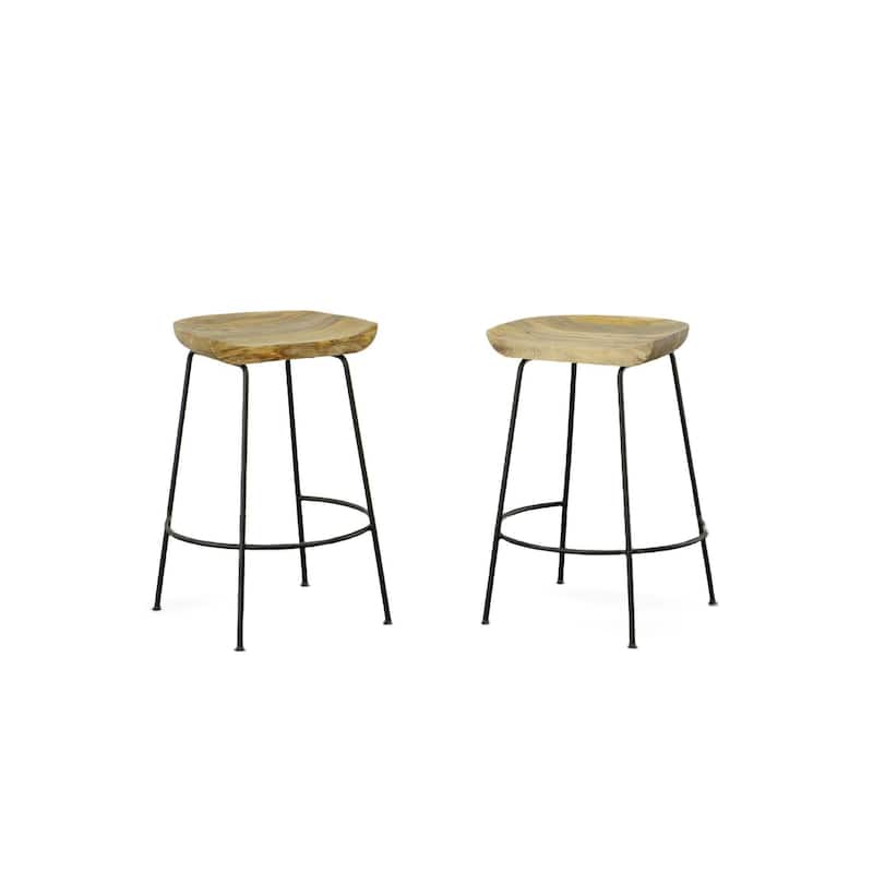 Scooped Counter Stools - 24.5" - Brown and Black - Set of 2