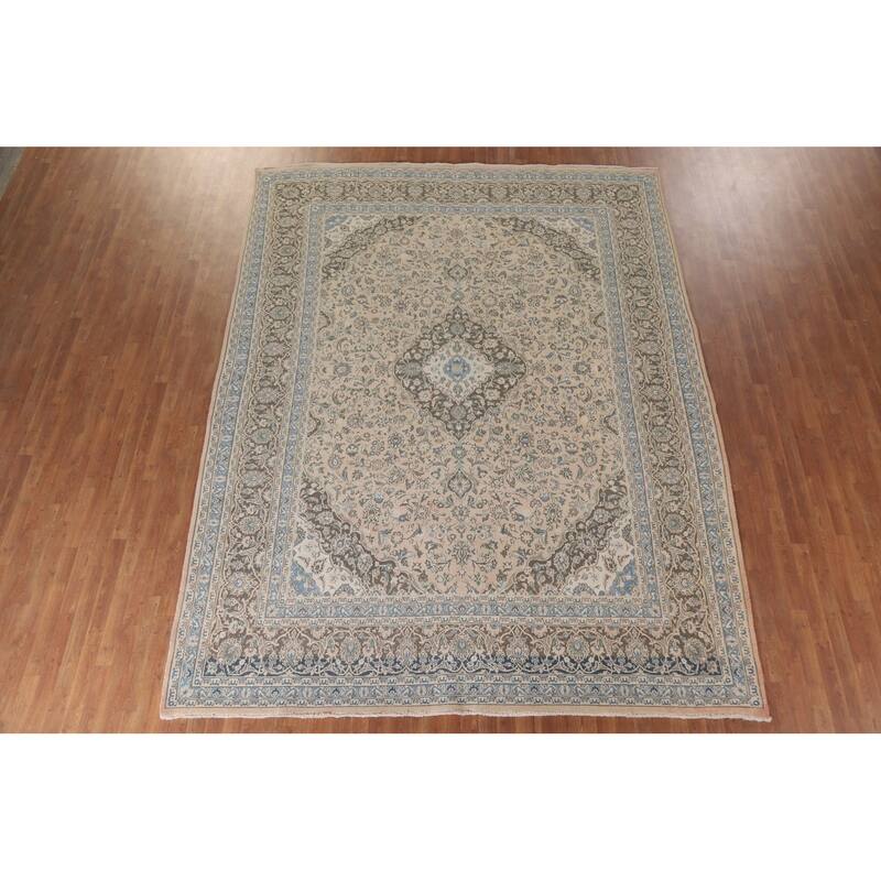 Hand Knotted Oriental 100% Wool Carpet Traditional Floral Peach Mashad Area Rug - 12' 4'' X 9' 5''