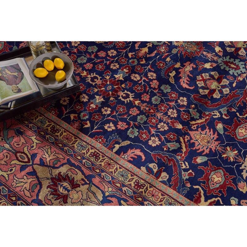 EXQUISITE RUGS ONE-OF-A-KIND Antique Weave Mohajeran Hand Knotted Blue Rug - 10'x14'