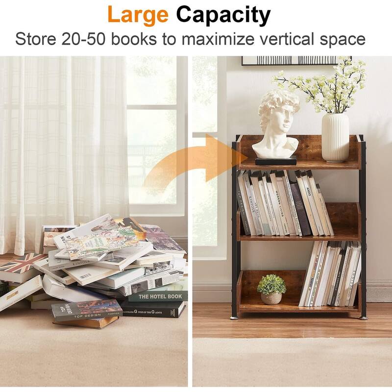 VECELO 30" Open Bookcase 3 Tier No Guardrail Shelf Unit for Books Storage Cabinet for Living Room/Kitchen/Bedroom (1 or 2 PCS)
