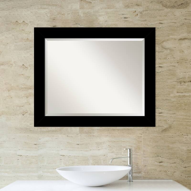 Basic Beveled Wood Framed Bathroom Vanity Wall Mirror
