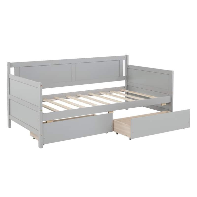 Twin-Size Pine Wood Daybed with Dual Storage Drawers‌