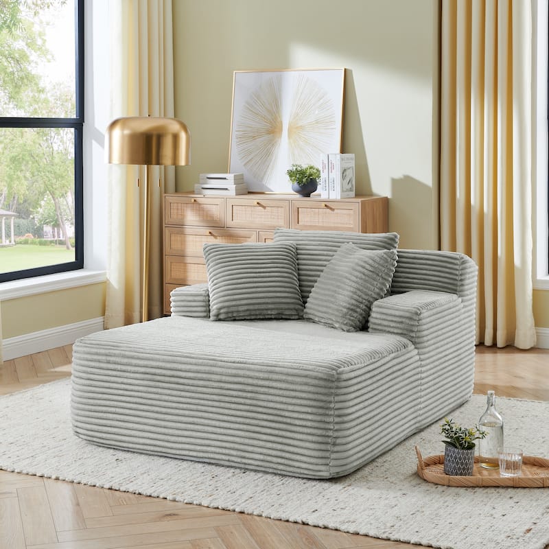 Roomfitters Velvet Lounge Chair No Assembly Required, Fluffy Single Lazy Sofa for Living Room and Bedroom - Gray